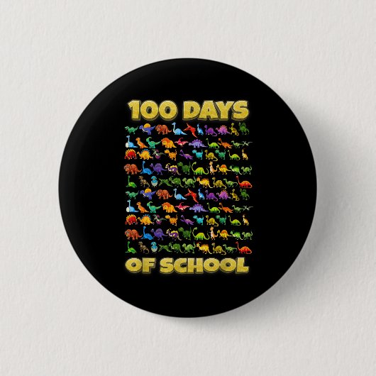 Badge Rond 5 Cm 100 Days Of School Dinosaur 100 Days Smarter (Devant)