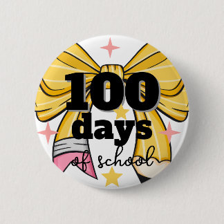 Badge Rond 5 Cm 100 Days of School Pencil Bow