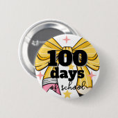 Badge Rond 5 Cm 100 Days of School Pencil Bow (Devant & derrière)