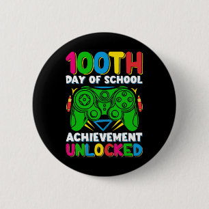 Badge Rond 5 Cm 100 Jour De L'École Jeu Déverrouillé 100E Jours De
