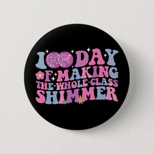 Badge Rond 5 Cm 100 jours à faire scintiller toute la classe Disco