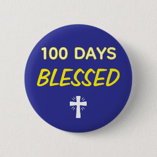 Badge Rond 5 Cm 100 Jours Bénis - École chrétienne 100ème jour d'é