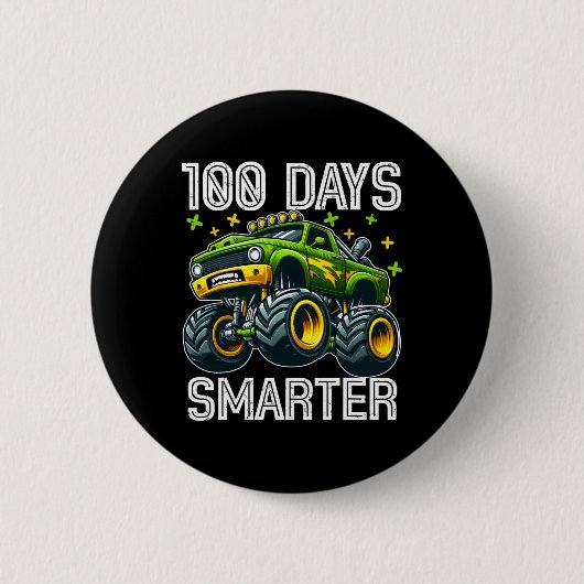Badge Rond 5 Cm 100 Jours Camion Monster Smarter 100 Jours D'École (Devant)