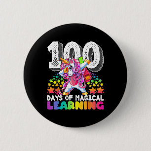 Badge Rond 5 Cm 100 jours d'apprentissage magique dabbing unicorn 