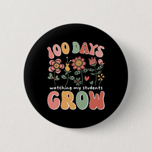 Badge Rond 5 Cm 100 jours de fleurs Boho en croissance Professeur 