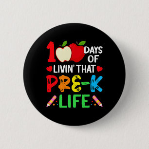 Badge Rond 5 Cm 100 Jours De L'École Pré-k Étudiant À La Vie