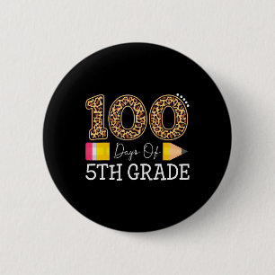 Badge Rond 5 Cm 100 Jours De Leopard De 5E Année Joyeux 100E Jour 