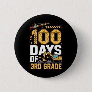 Badge Rond 5 Cm 100 jours de véhicule de construction de 3e année 
