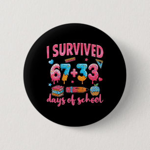 Badge Rond 5 Cm 100 jours d'école 67 + 33 jours d'école garçon fil