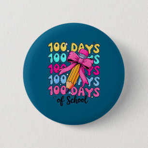 Badge Rond 5 Cm 100 jours d'école coquette bow 100ème jour d'école