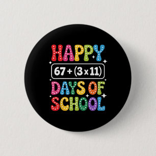 Badge Rond 5 Cm 100 jours d'école équation mathématique groovy 67 