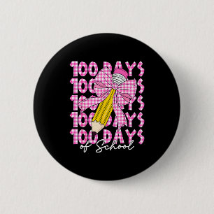 Badge Rond 5 Cm 100 Jours D'école Filles Coquette Nœud 100ème Jour