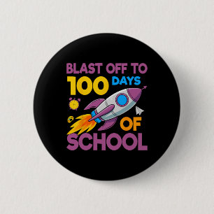 Badge Rond 5 Cm 100 Jours d'école Fusée spatiale pour enfants élèv