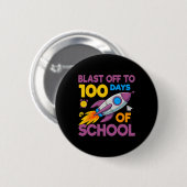 Badge Rond 5 Cm 100 Jours d'école Fusée spatiale pour enfants élèv (Devant & derrière)