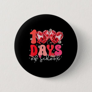 Badge Rond 5 Cm 100 Jours D'École Rétro Coeurs Disco 100E Jour De