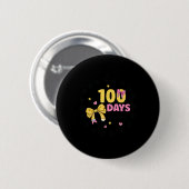 Badge Rond 5 Cm 100 Jours D'Enseignant À L'École Coquette Bow 100e (Devant & derrière)