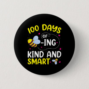 Badge Rond 5 Cm 100 Jours D'Être Gentil Et Intelligent Bee 100E Jo