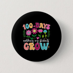 Badge Rond 5 Cm 100 jours Growing Boho Flowers Enseignant 100e jou