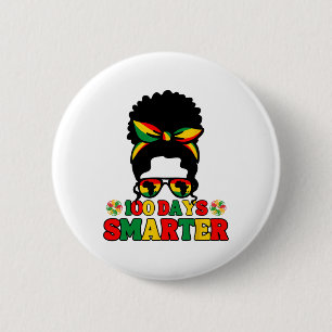 Badge Rond 5 Cm 100 Jours Smarter Afro Girls Messy Bun Black Histo