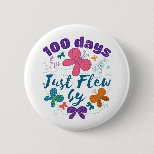 Badge Rond 5 Cm 100e Jour de l'école Papillon 100 jours volés par