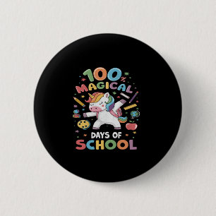 Badge Rond 5 Cm 100e Jour de l'école Unicorn 100 Jours magiques En