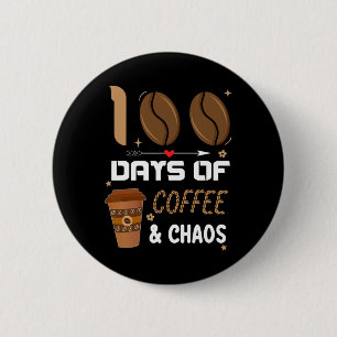 Badge Rond 5 Cm 100E Jour De L'Enseignant 100 Jours De Café Et