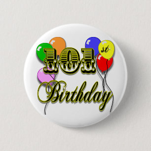 Badge Rond 5 Cm 101st Anniversaire avec des ballons