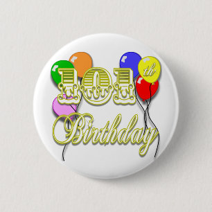 Badge Rond 5 Cm 101st Anniversaire avec des ballons