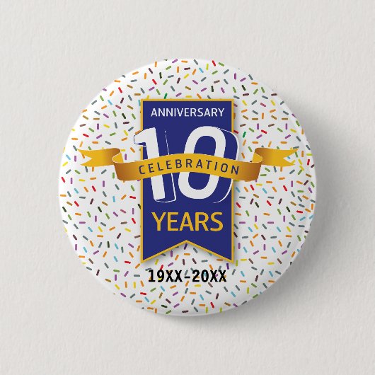 Badge Rond 5 Cm 10 e ANNIVERSAIRE Design (Devant)