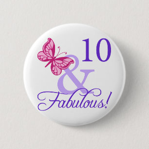 Badge Rond 5 Cm 10 Et Fabuleux Anniversaire