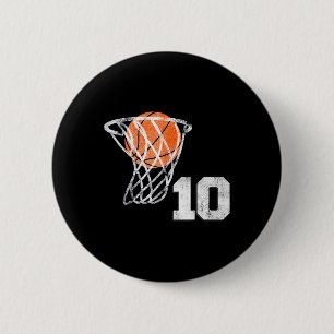Badge Rond 5 Cm 10e anniversaire Basketball Dix garçons de 10 ans
