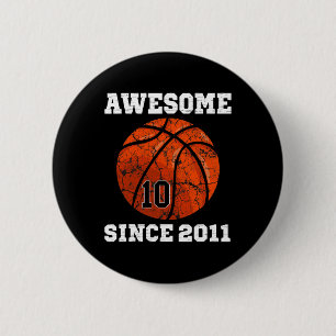 Badge Rond 5 Cm 10e Anniversaire Basketball Lover Cadeau 10 ans V