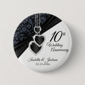 Badge Rond 5 Cm 10e anniversaire du Mariage Onyx Conception (Devant)