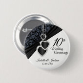 Badge Rond 5 Cm 10e anniversaire du Mariage Onyx Conception (Devant & derrière)