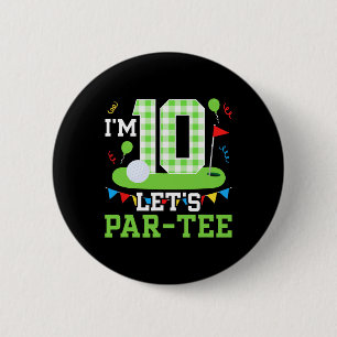 Badge Rond 5 Cm 10e Anniversaire Fête Golf Garçon Dix Anniversaire