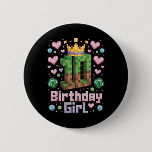 Badge Rond 5 Cm 10e anniversaire fille chemise jeu Pixel Party 10 