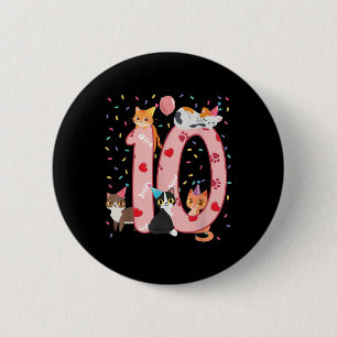 Badge Rond 5 Cm 10e anniversaire fille mignonne tenue de chat 10 a
