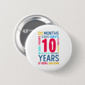 Badge Rond 5 Cm 10e anniversaire garçon fille enfant fille fille f (Devant & derrière)