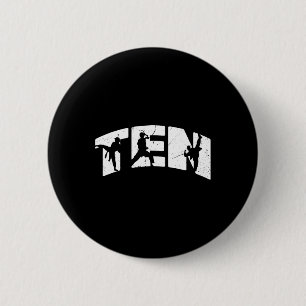 Badge Rond 5 Cm 10e anniversaire Karate Fighter 10 ans fille garço