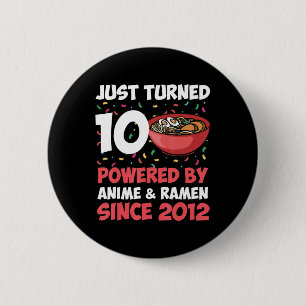 Badge Rond 5 Cm 10e anniversaire Kawaii Anime Ramen 10 ans fille