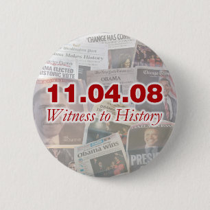 Badge Rond 5 Cm 11.04.08 Témoin de bouton de journal d'histoire