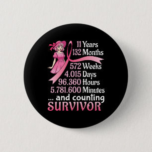 Badge Rond 5 Cm 11 Ans 132 Mois Et Comptage Cancer Du Sein Sur