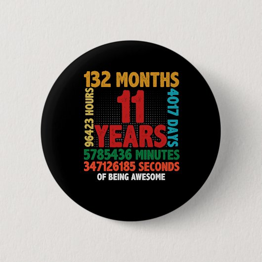 Badge Rond 5 Cm 11 Year Of Being Awesome 11th Birthday Gift (Devant)