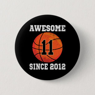 Badge Rond 5 Cm 11e Anniversaire de basket-ball Lover 11 ans Vinta