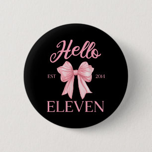 Badge Rond 5 Cm 11e anniversaire fille mignonne Coquette Bow Bonjo