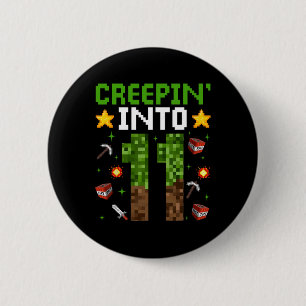 Badge Rond 5 Cm 11e Anniversaire Gamer Pixel Creepin’ In 11 Vidéo 
