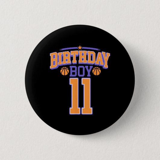 Badge Rond 5 Cm 11e anniversaire garçon Bysketbyll Lover 11 ans Bd (Devant)