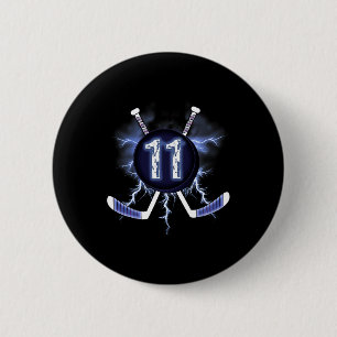 Badge Rond 5 Cm 11e anniversaire - Hockey sur glace 11 ans