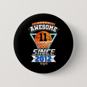 Badge Rond 5 Cm 11e Anniversaire Joueur De Basket-Ball Magnifique 