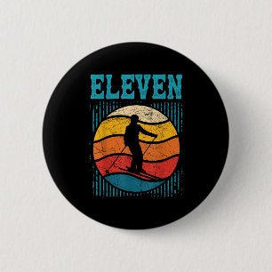 Badge Rond 5 Cm 11e anniversaire Retro Ski Ski 11 ans Garçons Gi
